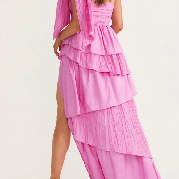 LoveShackFancy Raylene High Low Pink Bow Dress Size: 6 - Picture 5 of 13